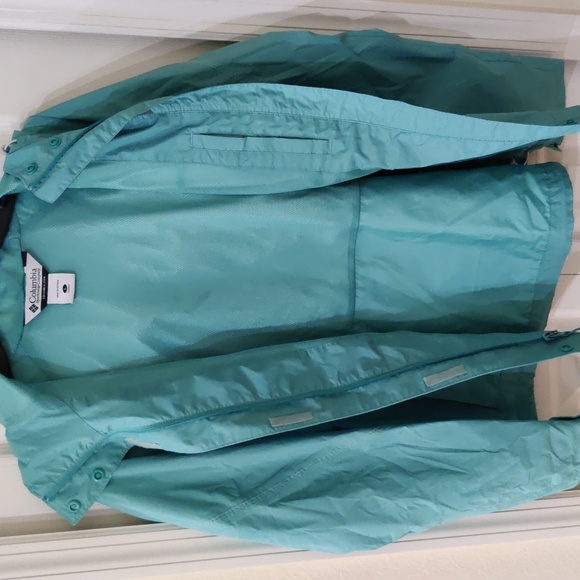 Columbia Women's Omni-Tech Windbreaker Jacket Turquoise Large - Picture 2 of 10